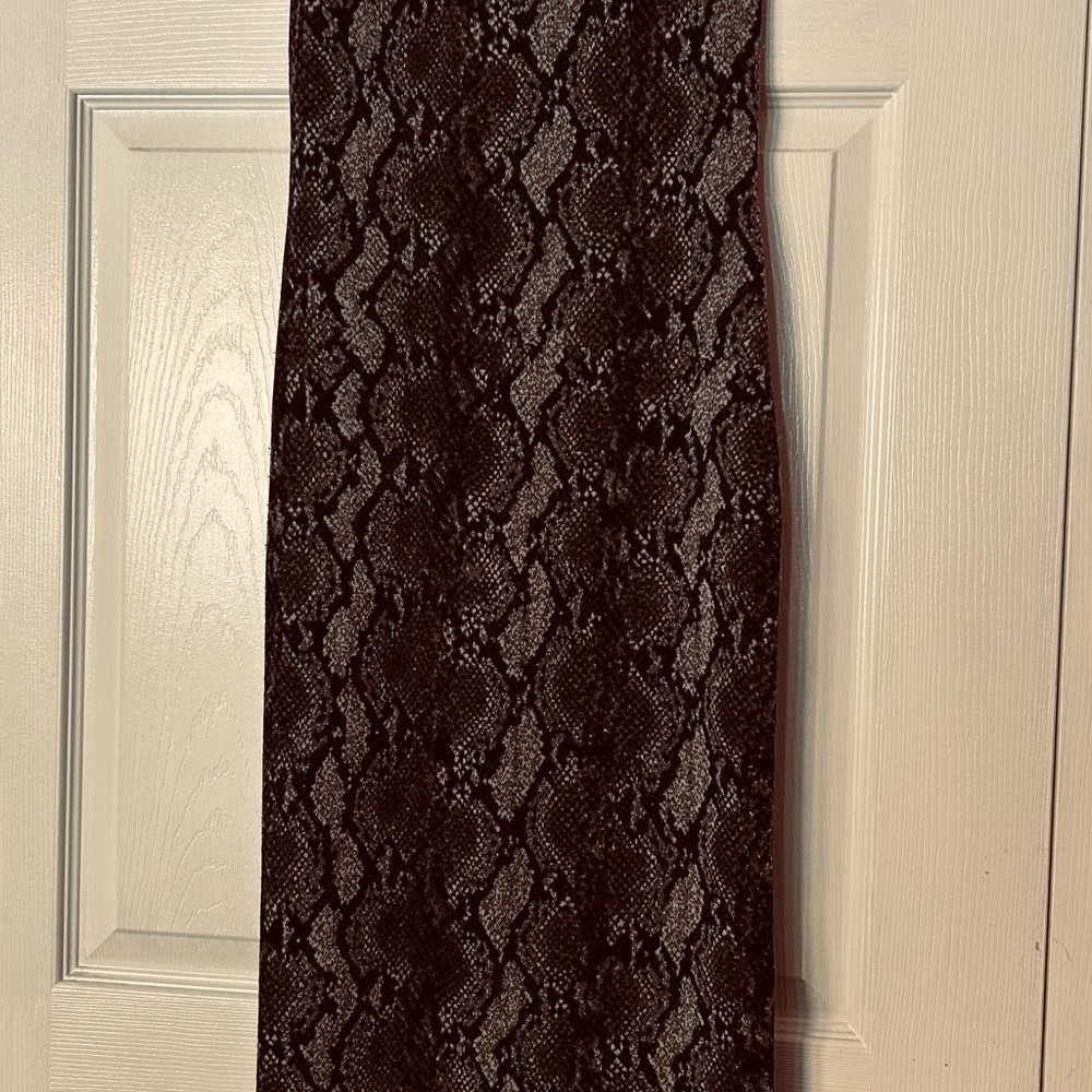 Michael Kors Dark Brown Snake-Print Pencil Skirt